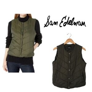 Sam Edelman Lightweight Puffer Vest Olive Green Cabincore Women’s Medium